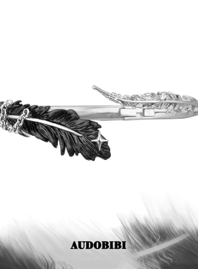 AUDOBIBI白鸽乌鸦的相爱 黑白羽毛手镯高级感小众手环