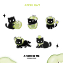 黑猫青苹果耳钉原创小众甜酷高级耳环925银针耳饰 敲可爱