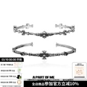 原创纯银鸢尾花手镯高级感复古冷淡风小众男女情侣手环秋冬新款