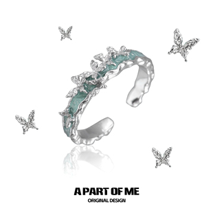 薄荷曼波风925纯银蝴蝶戒指不掉色原创小众设计高级感冷淡食指戒