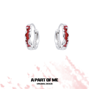 养耳洞防过敏原创小众高级耳扣耳钉本命年 S925纯银红色耳环