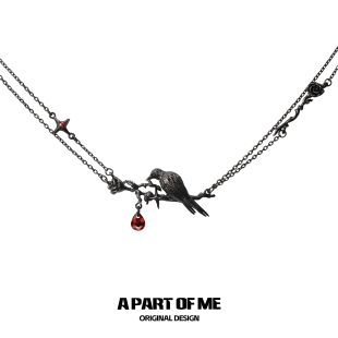 925纯银不掉色乌鸦项链原创小众设计玫瑰双层高级感暗黑风锁骨链