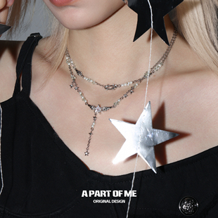 双层珍珠项链原创超闪叠戴锁骨链 天使与光环