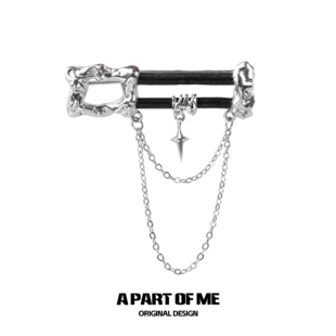 暗物质系列皮革流苏胸针衬衫 原创小众肌理暗黑冷淡高级感男女