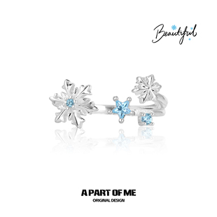 氛围之神 PART ME原创雪花星星纯银戒指不掉色高级冷淡