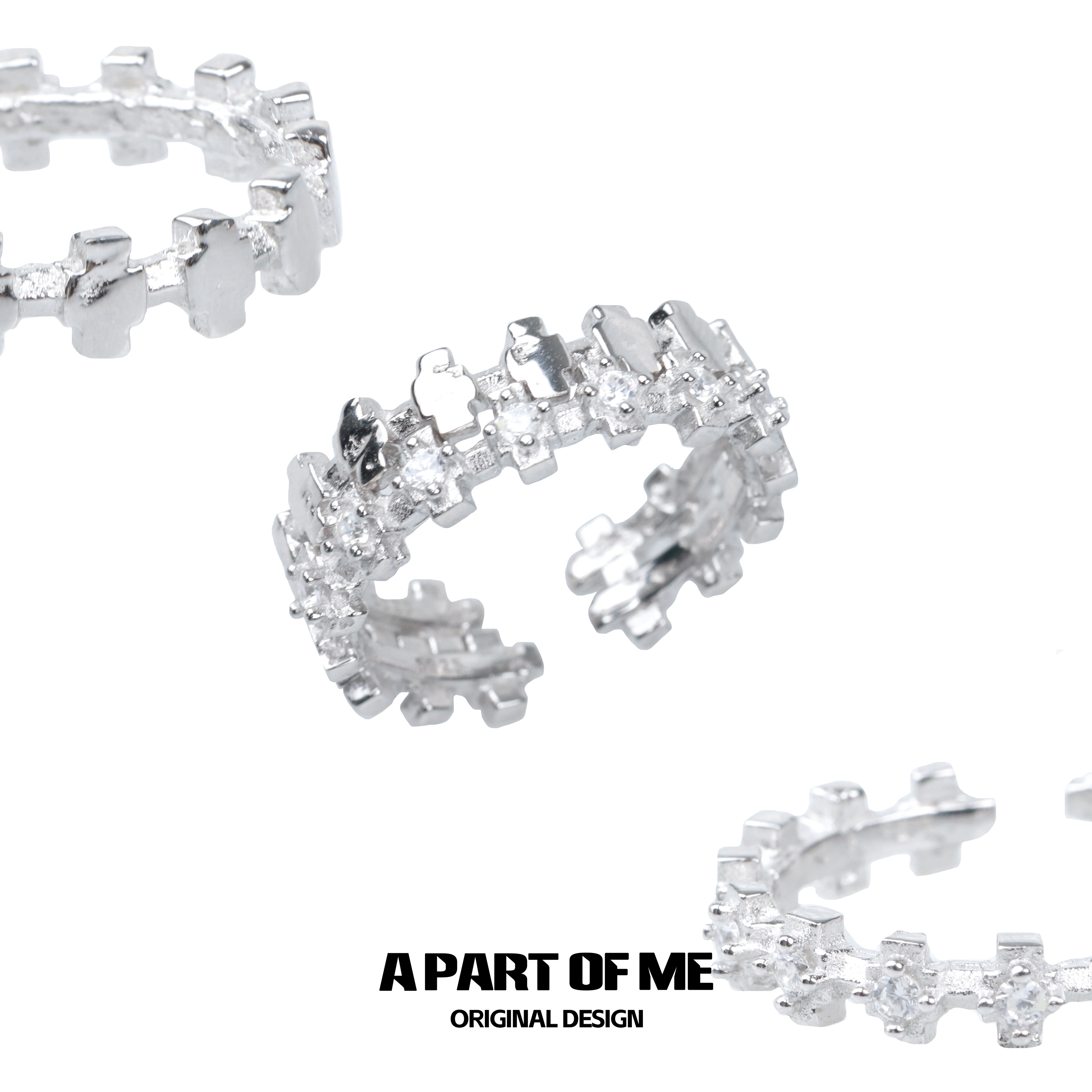 情侣纯银齿轮戒指可叠戴