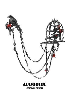 有些乌鸦是关不住的 原创小众鸟笼胸针高级暗黑西装配饰穿搭配件