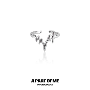 心刺系列原创纯银心电图戒指开口可调不掉色高级冷淡风显手长