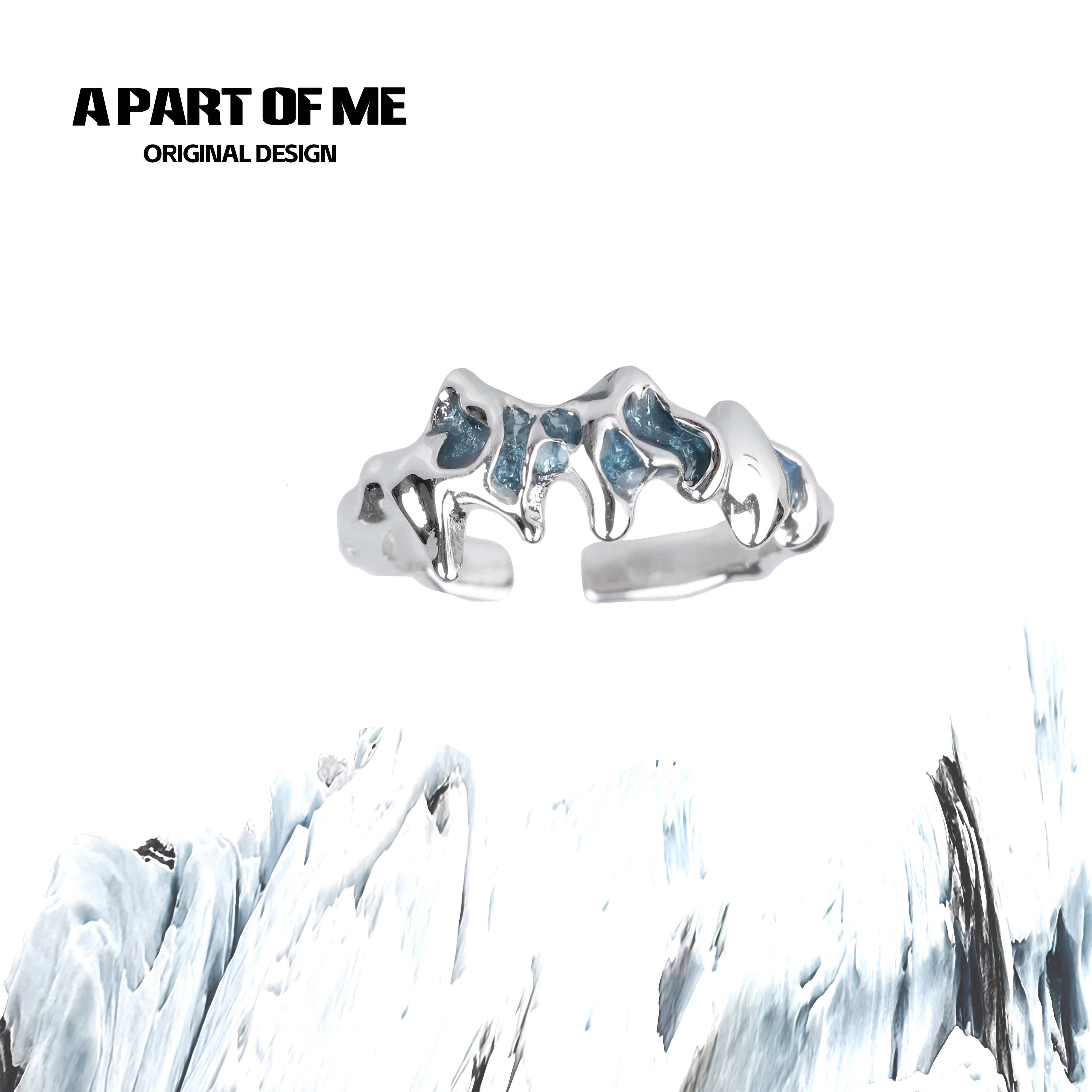 小众设计纯银滴胶蓝戒指