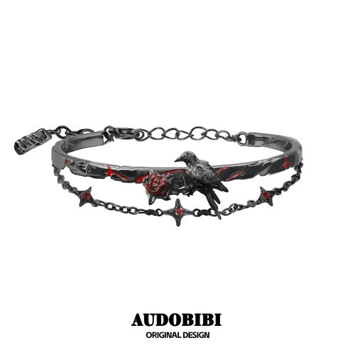 渡鸦系列原创乌鸦手镯暗黑风甜酷星芒双层手链y2k高级感个性手环