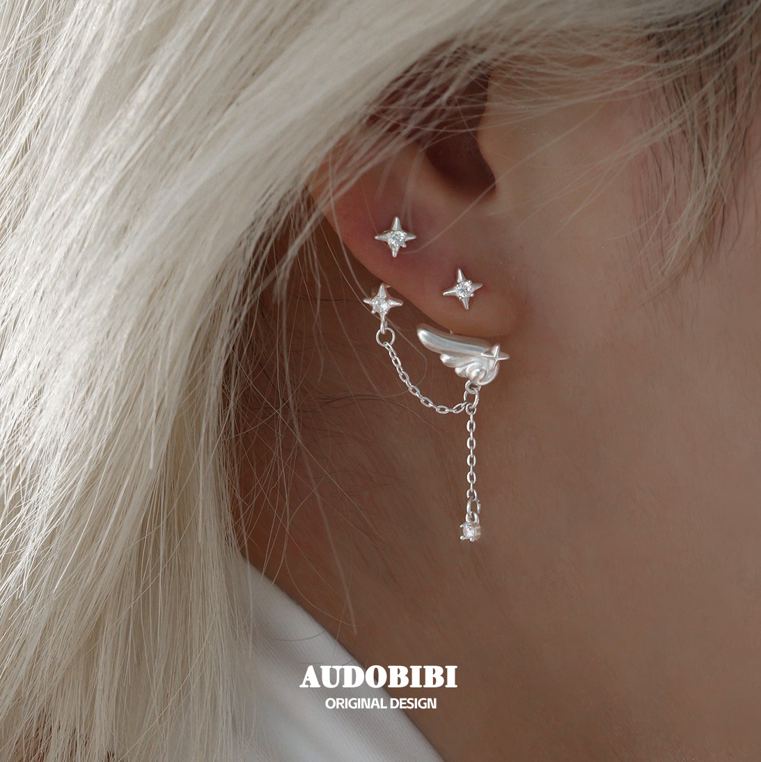 AUDOBIBI天使翅膀925银针可拆图片