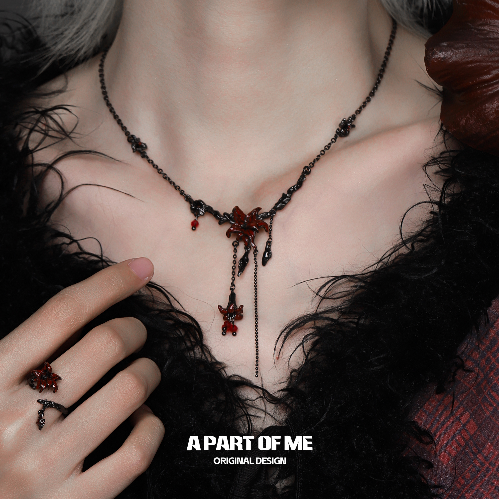 A PART OF ME曼陀罗系列原创暗黑项链高级感红色甜酷辣妹锁骨链