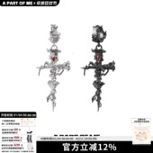 小众原创玫瑰十字架耳环荆棘钉子耳饰高级暗黑风耳扣