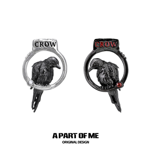 原创设计乌鸦手铐耳钉小众高级感暗黑中性镶钻甜酷情侣耳饰 帅爆