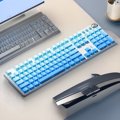 狼蛛F2088pro有线机械侧刻渐变游戏青茶红轴办公台式键盘机械键盘