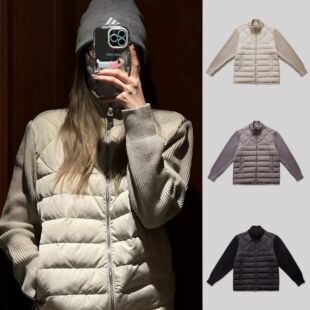经典羽皇系列】秋冬男女款针织拼接显瘦羽绒服/防风保暖立领外