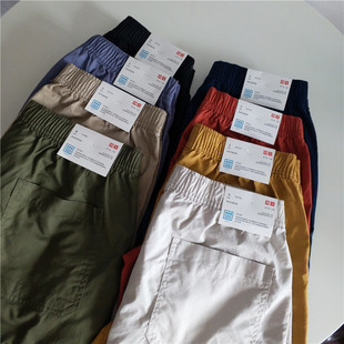 外贸实拍松紧腰工装 中裤 短裤 男生夏季 休闲西裤 全色纯棉五分裤 式