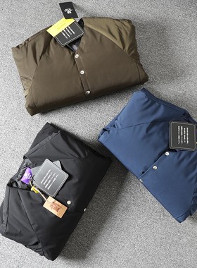 津范陈冠希潮牌90白鸭绒薄款内胆夹克紫标蓝色羽绒服休闲外套冬季