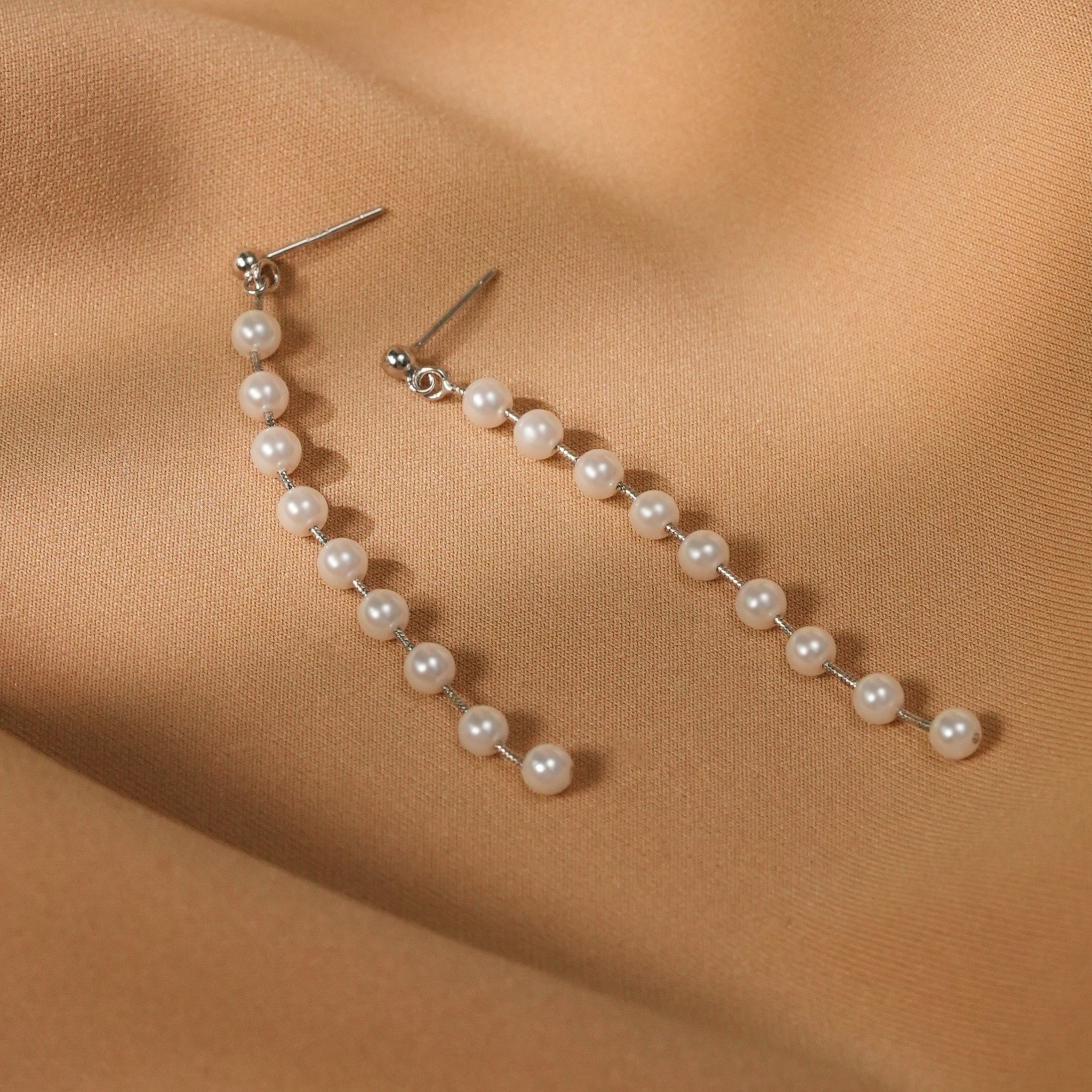 丽沁 925银仿珍珠耳饰 长款蛇骨链繁星珠珠耳钉女超仙气质耳环,饰品/流行首饰/时尚饰品新,银饰耳饰,淘宝优惠券,粉丝福利购,淘宝优惠卷