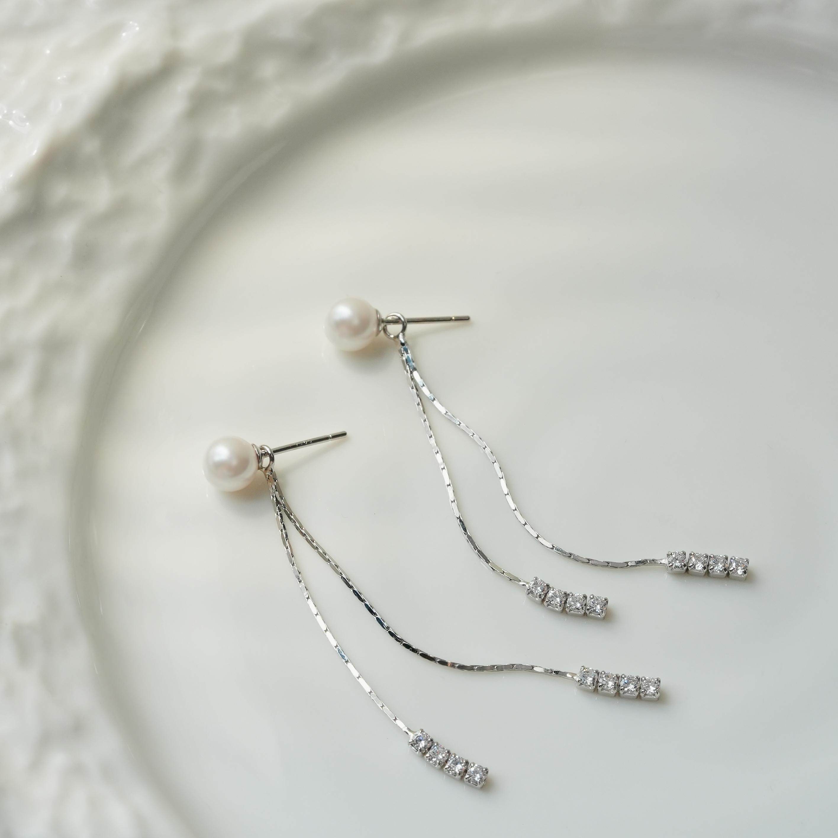 丽沁 925银仿珍珠耳饰 高级感锆石流苏珠珠耳钉女两戴长款耳环,饰品/流行首饰/时尚饰品新,银饰耳饰,淘宝优惠券,粉丝福利购,淘宝优惠卷