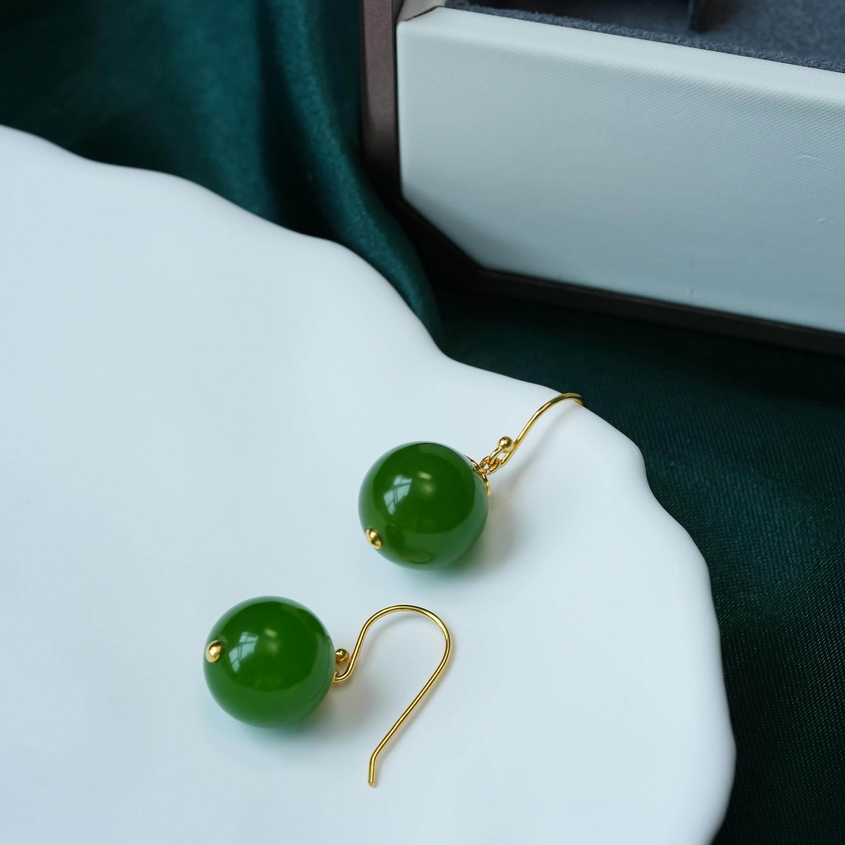 新中式古风绿珠耳钩女优雅复古耳饰轻奢小众耳环,饰品/流行首饰/时尚饰品新,银饰耳饰,淘宝优惠券,粉丝福利购,淘宝优惠卷