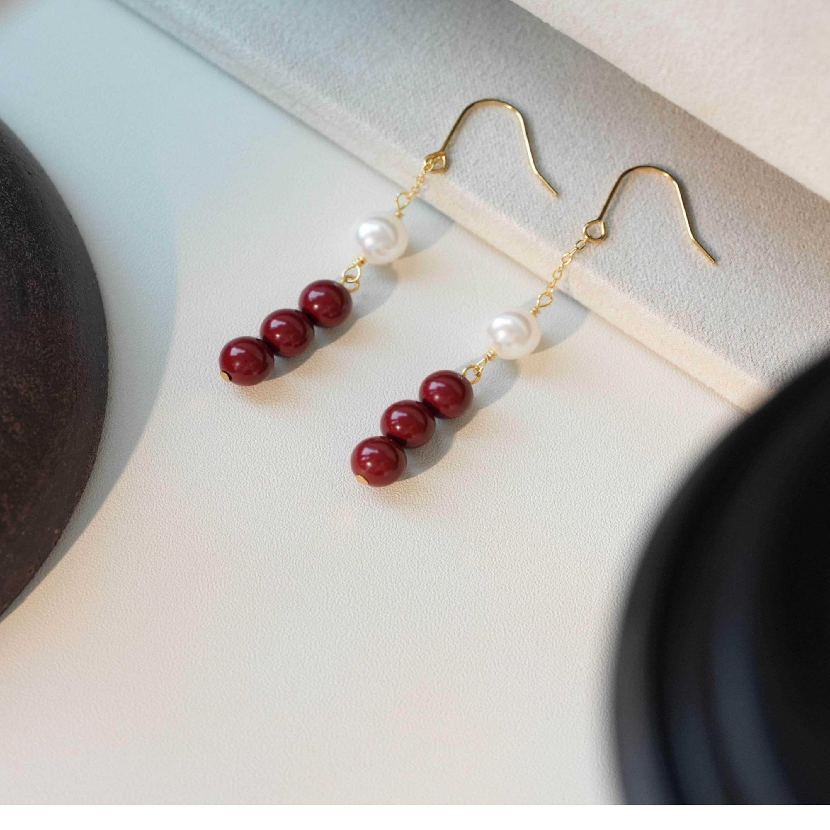 新中式小红豆珠珠耳钩女气质民族风流苏耳环耳饰,饰品/流行首饰/时尚饰品新,银饰耳饰,淘宝优惠券,粉丝福利购,淘宝优惠卷