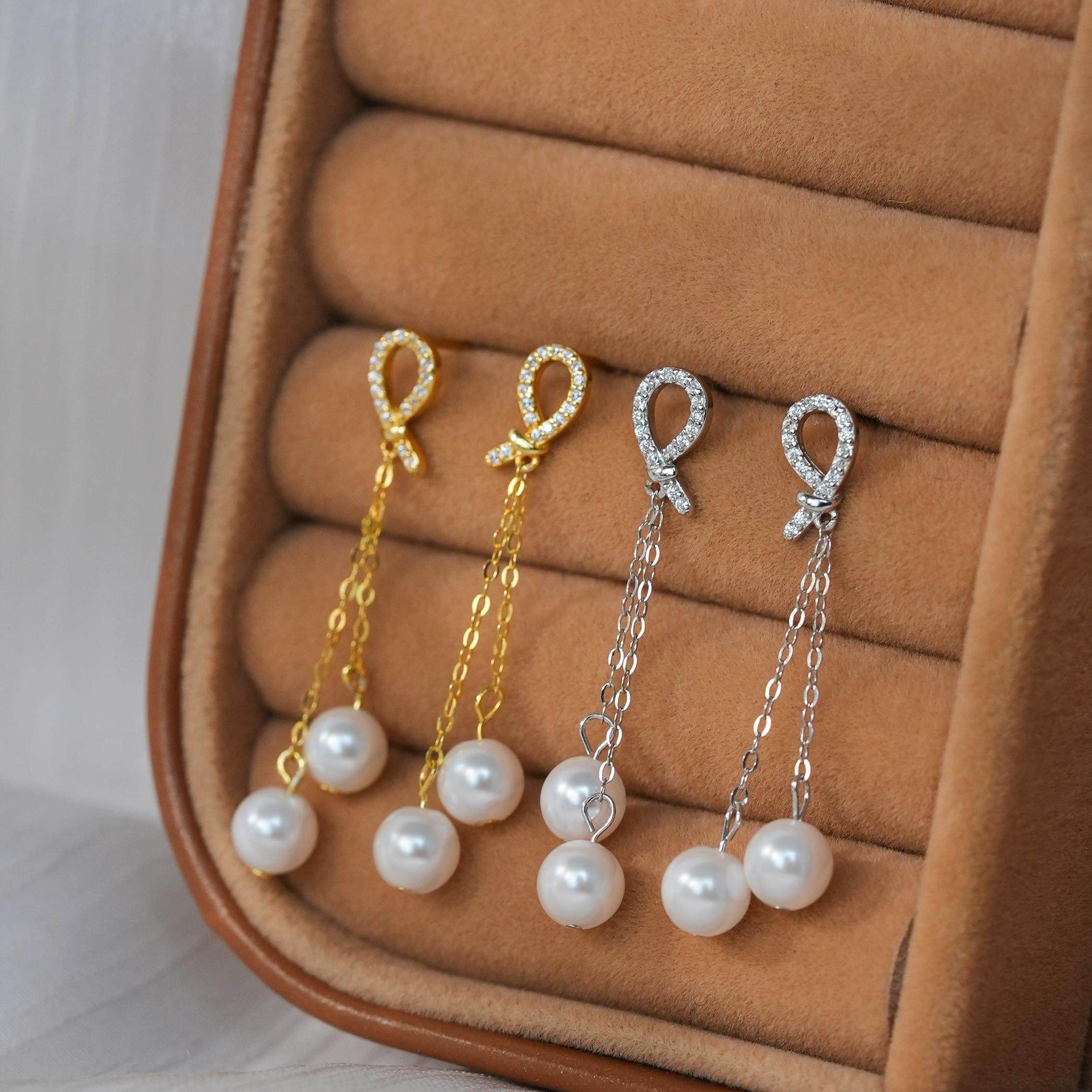 法式绳结流苏珠珠耳钉女气质长款轻奢耳环饰品,饰品/流行首饰/时尚饰品新,银饰耳饰,淘宝优惠券,粉丝福利购,淘宝优惠卷