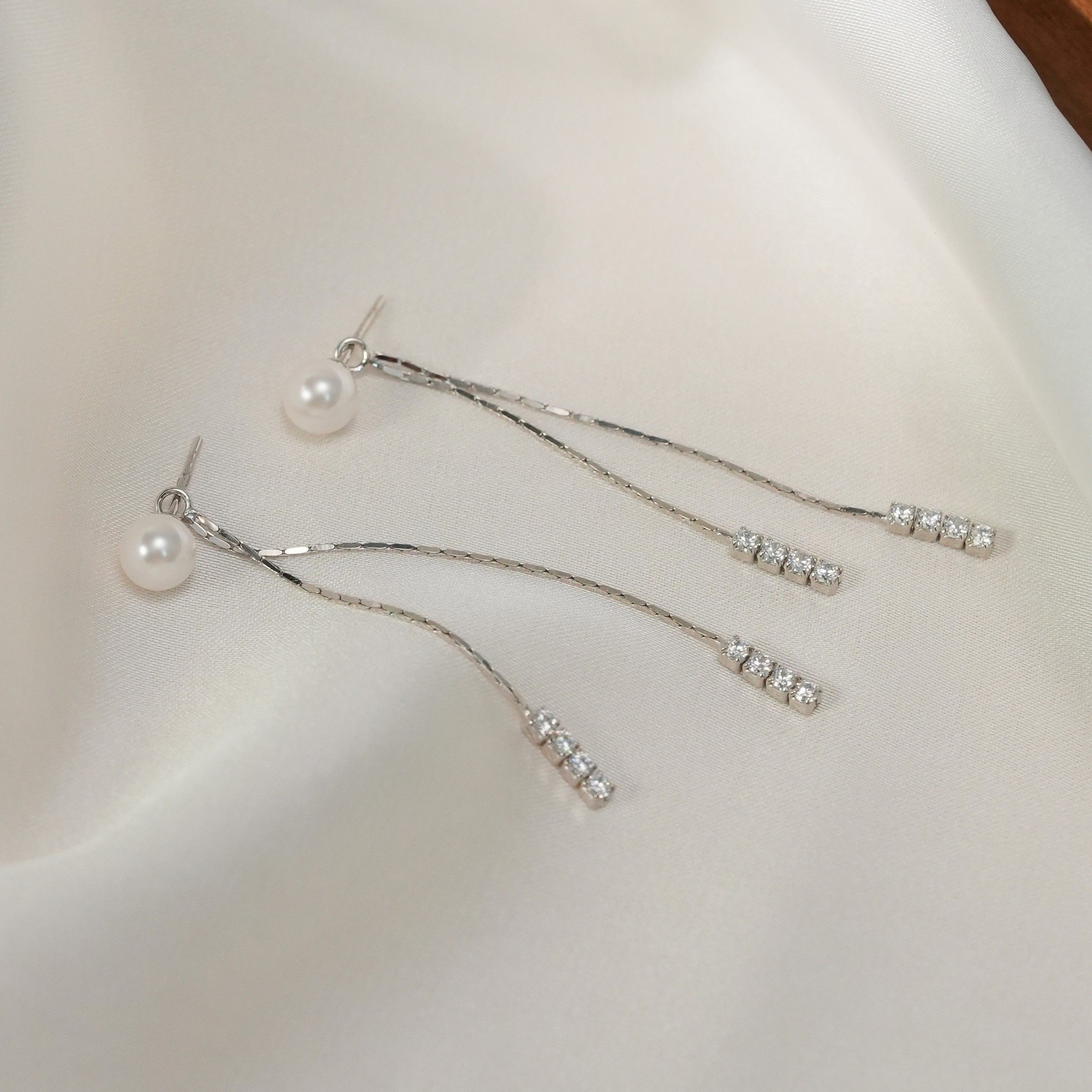 丽沁 925银仿珍珠耳饰 高级感锆石流苏珠珠耳钉女两戴长款耳环,饰品/流行首饰/时尚饰品新,银饰耳饰,淘宝优惠券,粉丝福利购,淘宝优惠卷