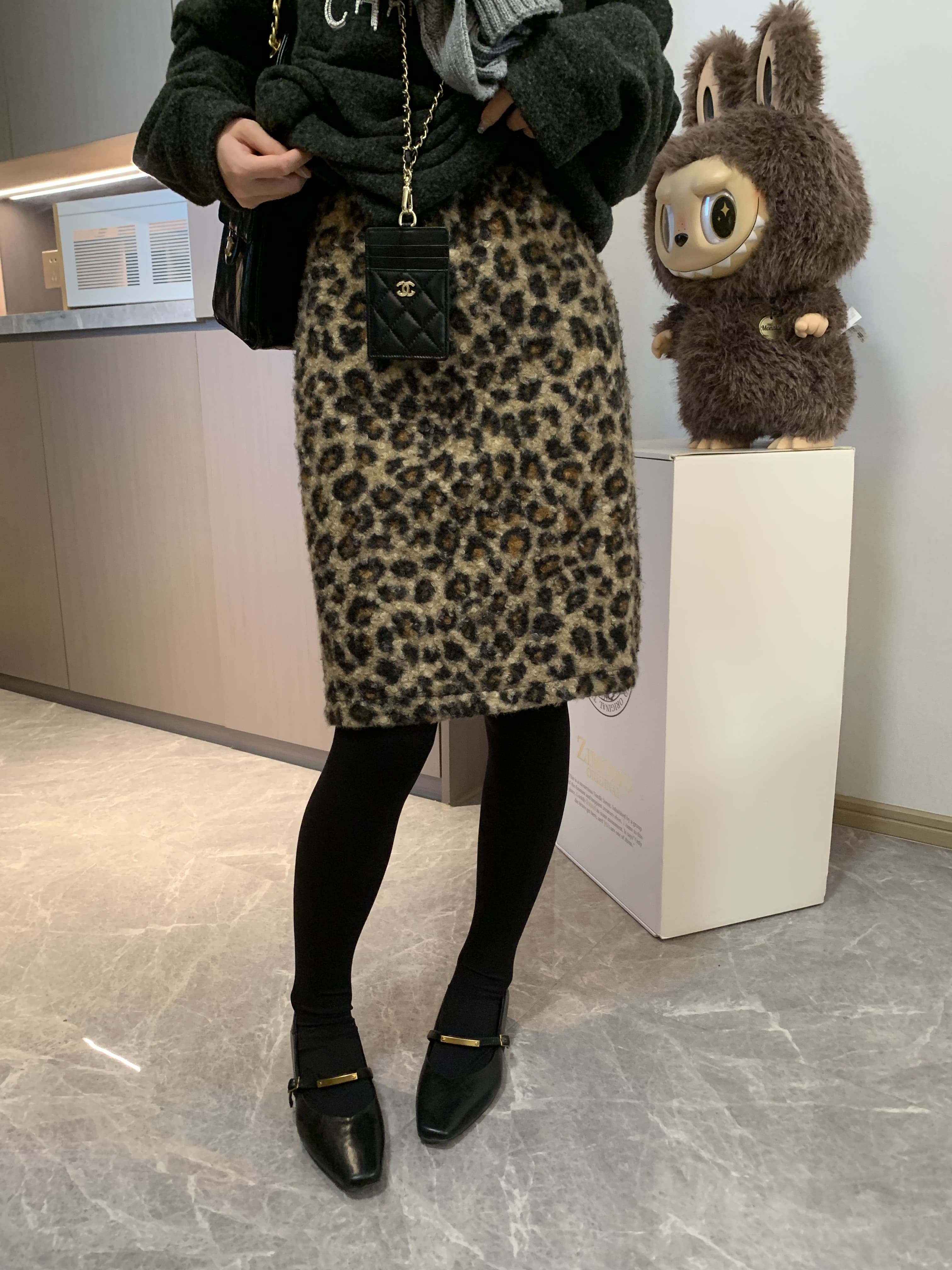 年终亏清！千禧女孩豹纹圈圈毛冬季半身裙中长款半裙加绒加厚