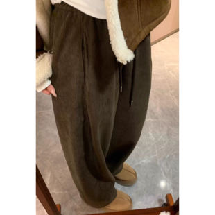 [香蕉派派]复古解构灯芯绒阔腿裤女2025新款宽松休闲裤秋冬南瓜裤