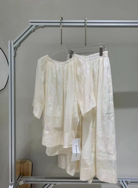 AW2024夏季新款原创小众法式浪漫绣花上衣半身裙套装宽松百搭女