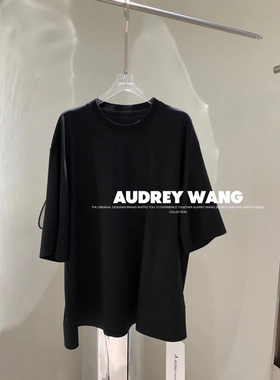 AW爆款设计感小众黑色宽松短袖T恤女夏季2024新款休闲显瘦上衣
