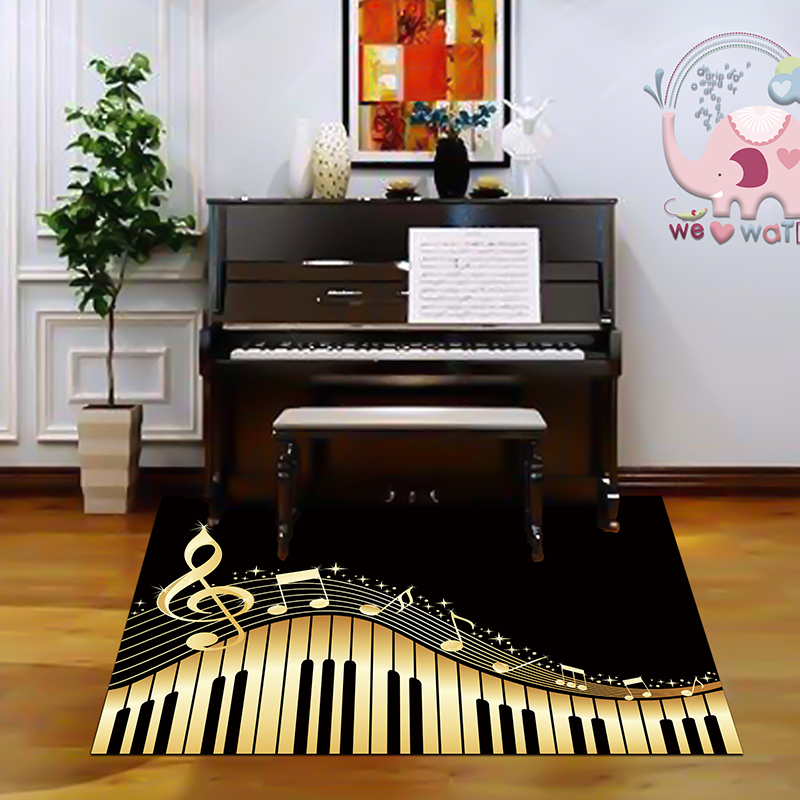 钢琴三角琴黑白键五线谱音符防滑垫圆形长方形音乐乐谱地毯可定制