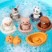 宝宝洗澡玩具戏水小船浴室泡澡婴儿童游泳漂浮船手指玩偶男女孩