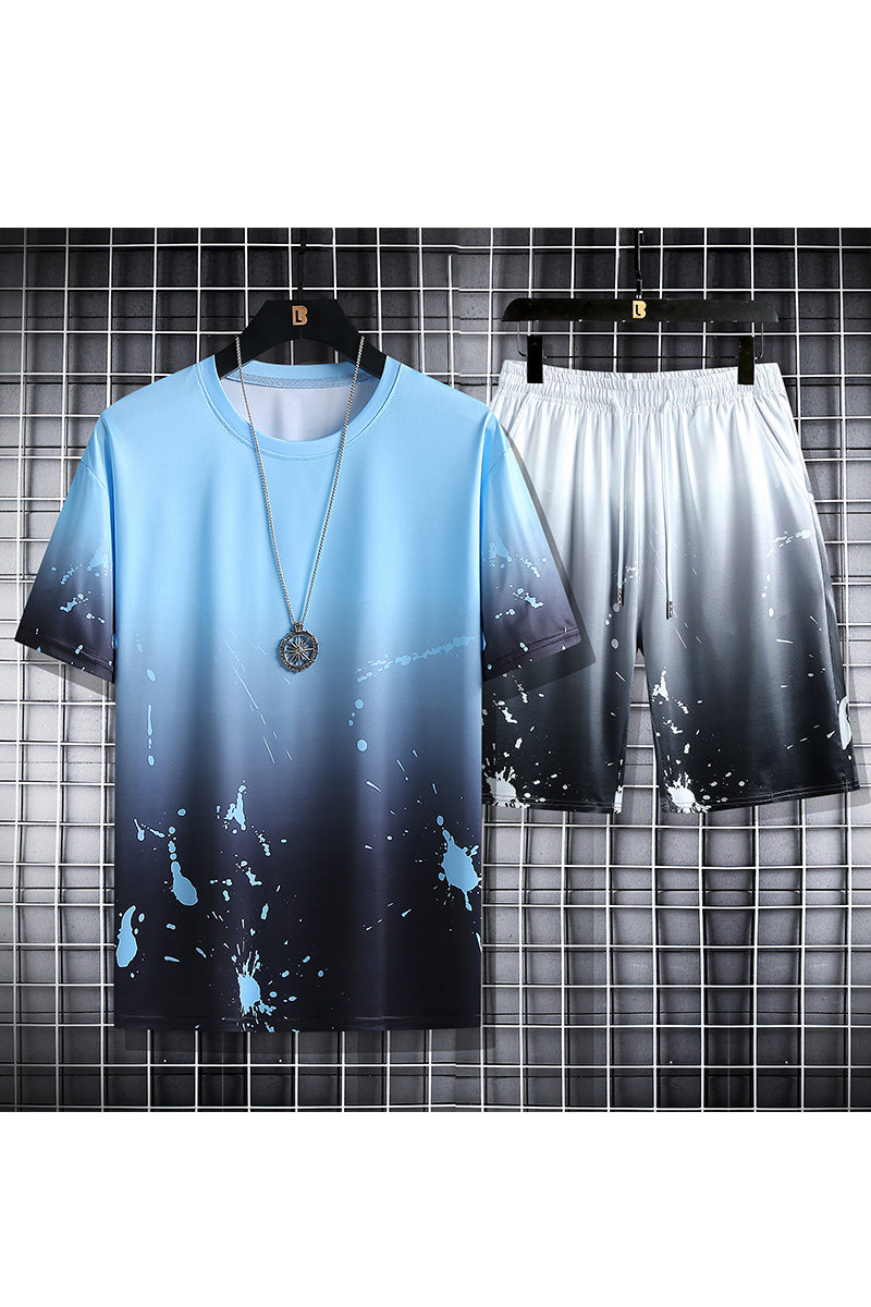 男士短袖t恤休闲运动一套装潮流ins搭配短裤冰丝速干衣服TZ23-P45,男装休闲套装,星座209-2