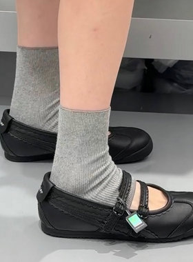 诗歌兰单鞋女夏季新款真皮百搭时尚复古平底芭蕾舞显瘦玛丽珍鞋