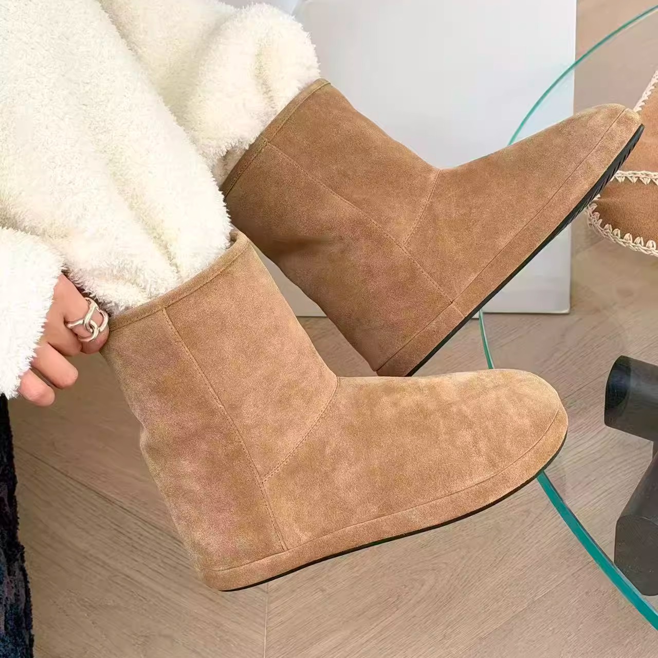 诗歌兰豹纹短靴2025秋季新款