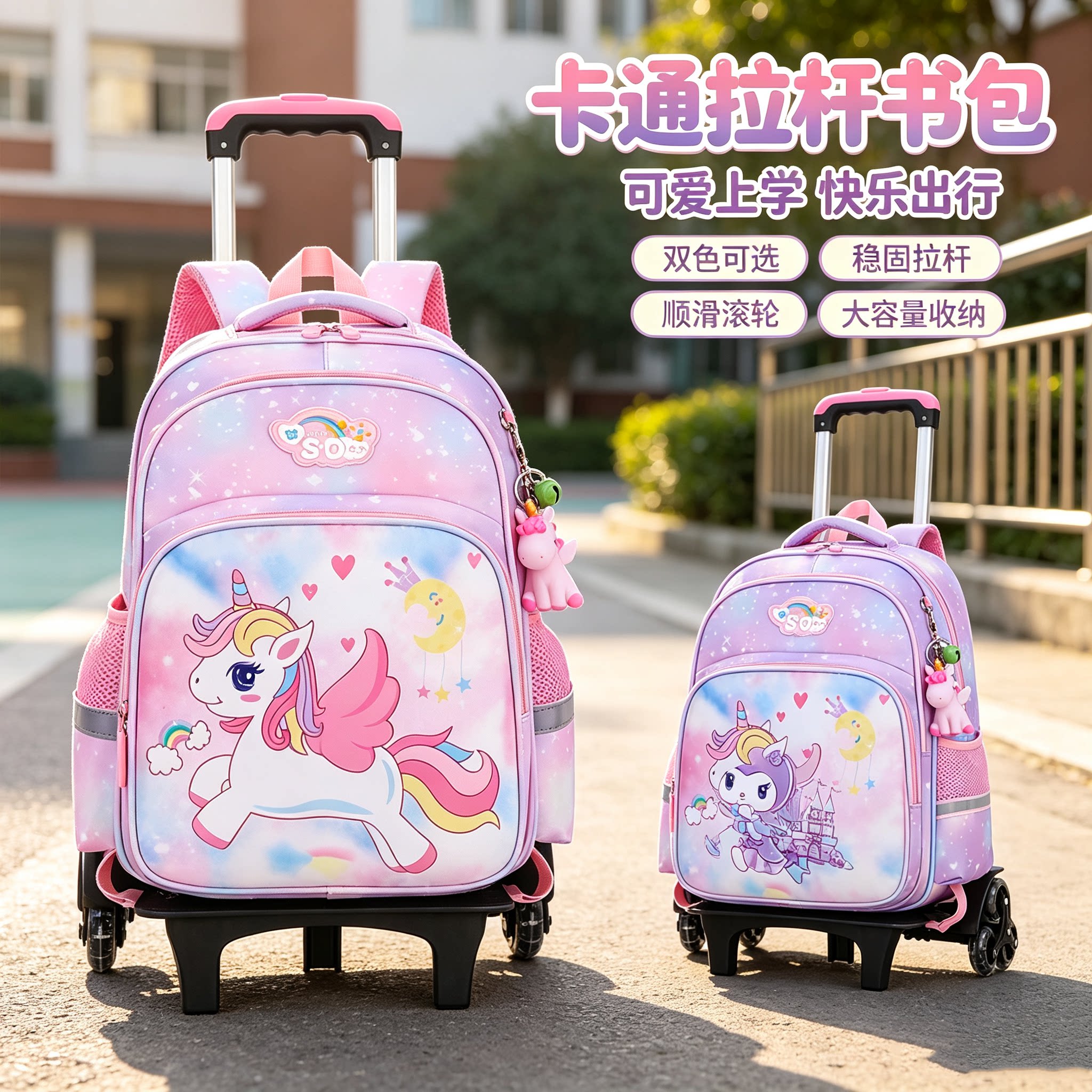 儿童减负拉杆小学生书包女孩一年级四五可爱公主防水双肩背包女童