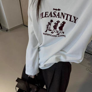 女外磨毛印花上衣 T恤打底衫 特价 处理不退换one长袖