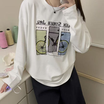 福利款 不退换 看好再拍 yhs自行车印花T恤长袖