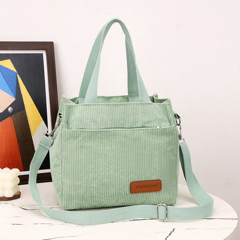 原创灯芯绒手提包宝妈外出简约小巧立体手拎包通勤上班单肩斜挎包