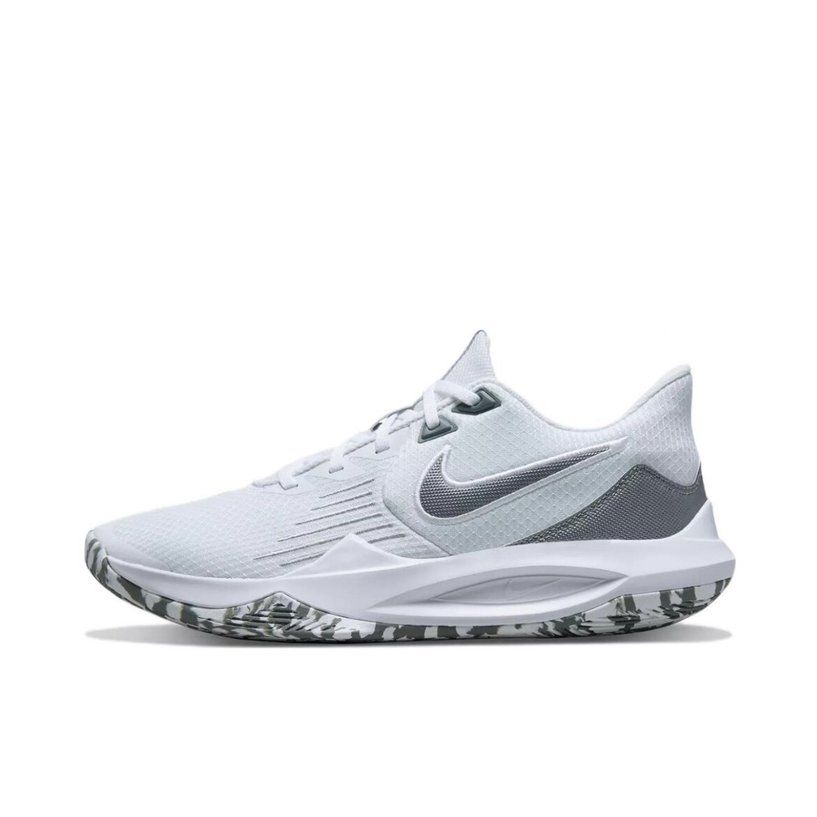 nike precision 5 男子灰白低帮耐磨减震实战篮球鞋cw3403-101