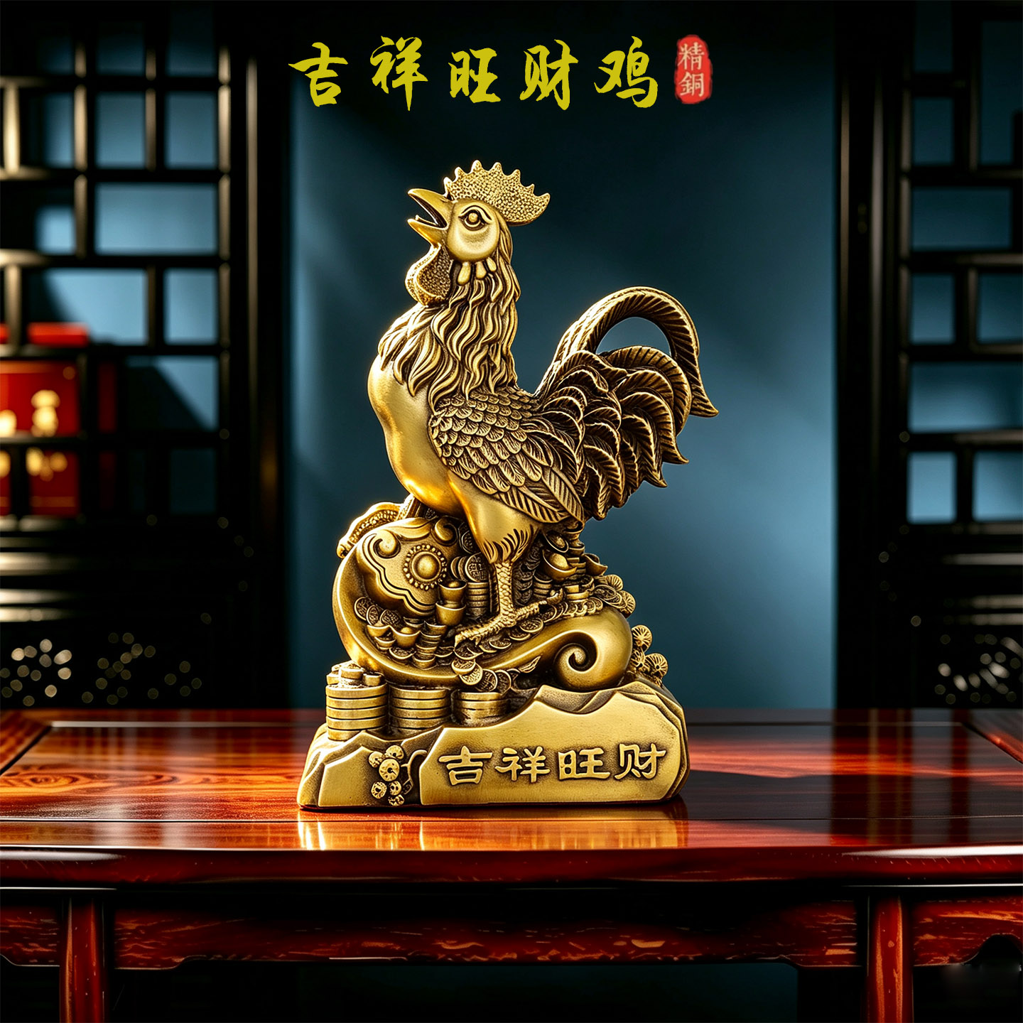 铜鸡摆件工艺品黄铜大公鸡招财办公室客厅卧室吉祥金鸡生肖鸡装饰