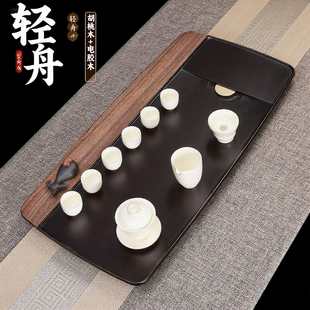 电胶木实木茶台茶具茶几茶托海 茶盘家用胡桃木简约轻奢客厅新中式