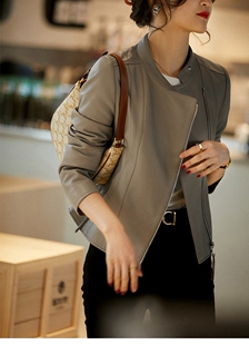 100%绵羊皮真皮皮衣女2024新款小羊皮立领短款机车皮衣皮夹克外套