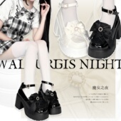 魔女之夜 蝴蝶结百搭高跟日系乐福鞋 原创厚底lolita小皮鞋 雷系鞋