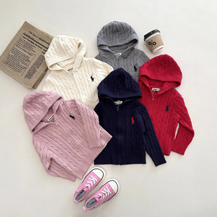 外套潮 宝宝拉链连帽毛衣针织衫 2025韩版 秋冬男女儿童卡通刺绣毛衫