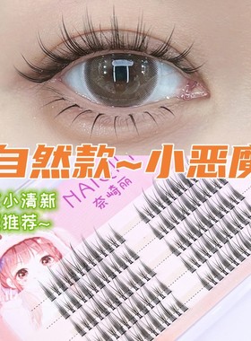 小恶魔仙女假睫毛分段式漫画款单簇朵毛仙子自然上下睫毛自粘嫁接