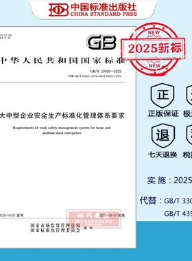 【正版现货】GB/T 33000-2025 大中型企业安全生产标准化管理体系要求（代替 GB/T 33000-2016、GB/T 43500-2023 )