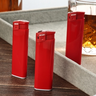 正品新海8025加厚一次性电子明火打火机防爆尼龙定制订做LOGO纯红